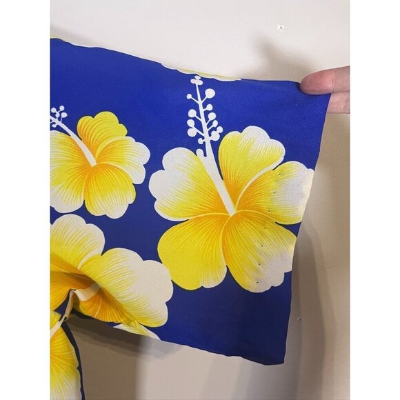 Hilo Hatties Hawaiian Shirt Men 2X Blue Floral Aloha Resort Retro Tropical 80s - Picture 4 of 11